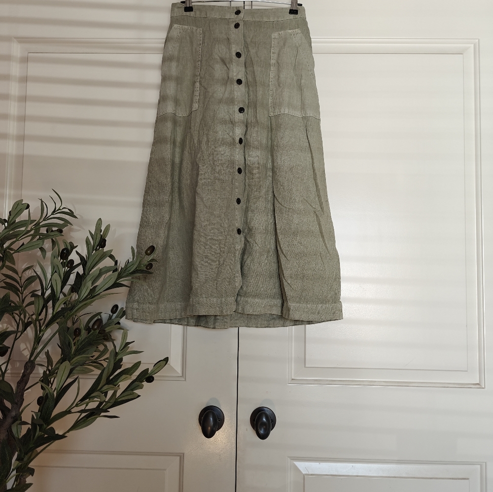 Sage Linen Skirt